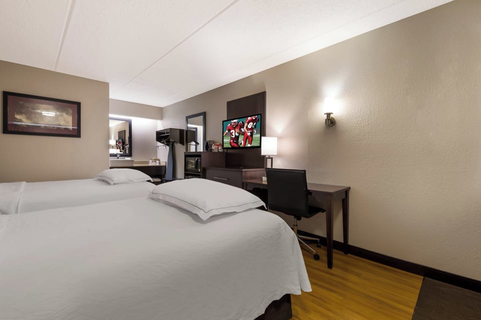 Premium Room, 2 Double Beds (Upgraded Bedding & Snack, Smoke Free) | Blackout drapes, iron/ironing board, free WiFi, bed sheets