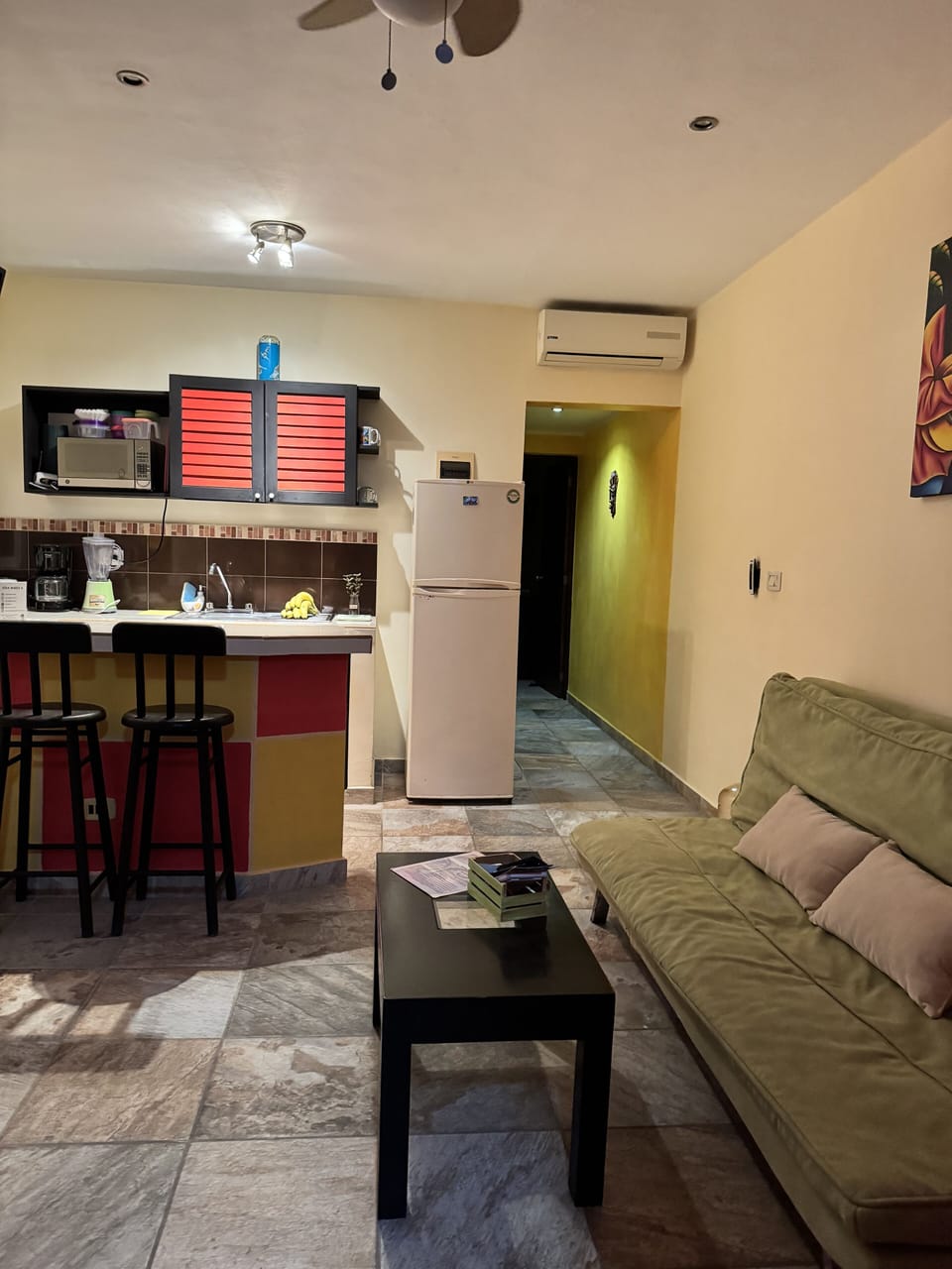 Full-size fridge, microwave, oven, stovetop