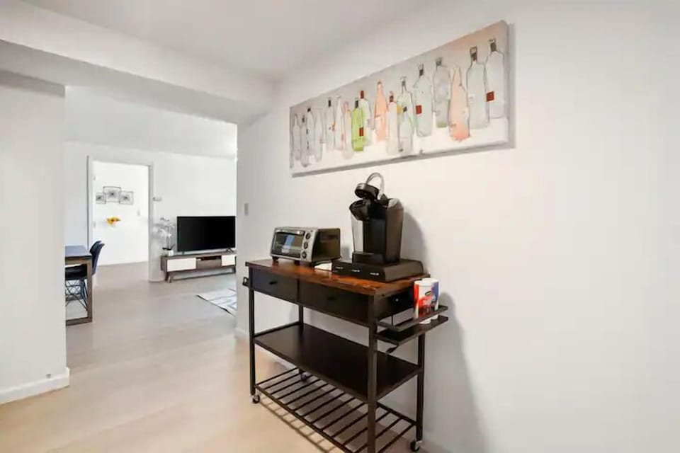 Fridge, coffee/tea maker, dining tables