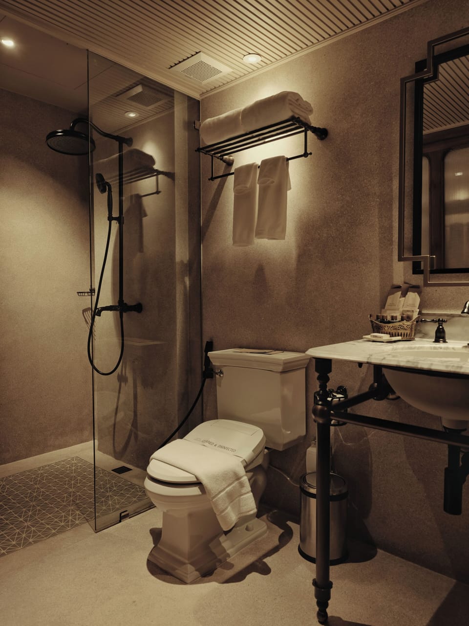 Superior Room | Bathroom | Separate tub and shower, rainfall showerhead, designer toiletries