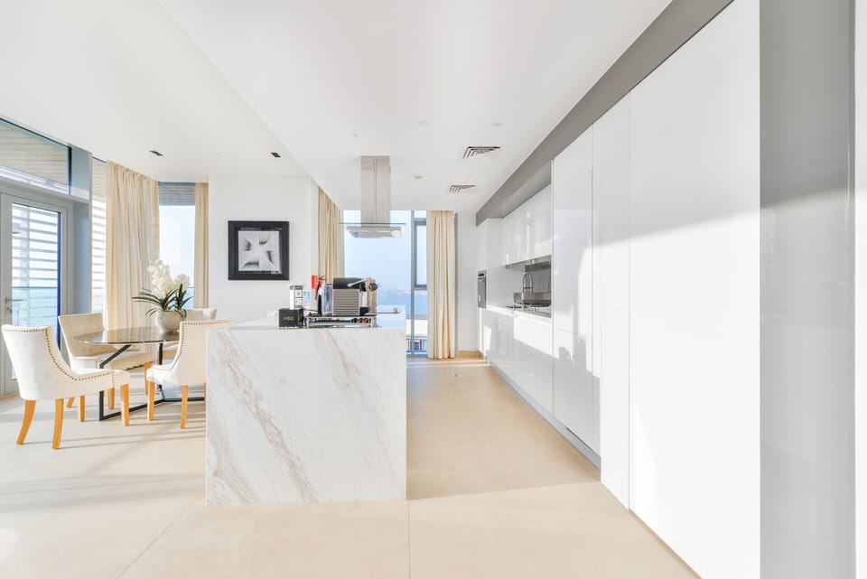 Premier Apartment, 2 Bedrooms, Balcony, Sea View | Private kitchen | Espresso maker, coffee/tea maker, full-size fridge, microwave