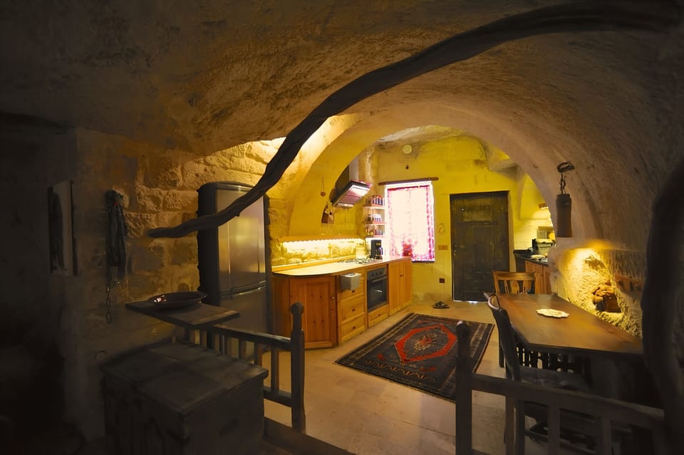 Cave Suite with Terrace | Private kitchen | Full-size fridge, oven, coffee/tea maker, cookware/dishes/utensils