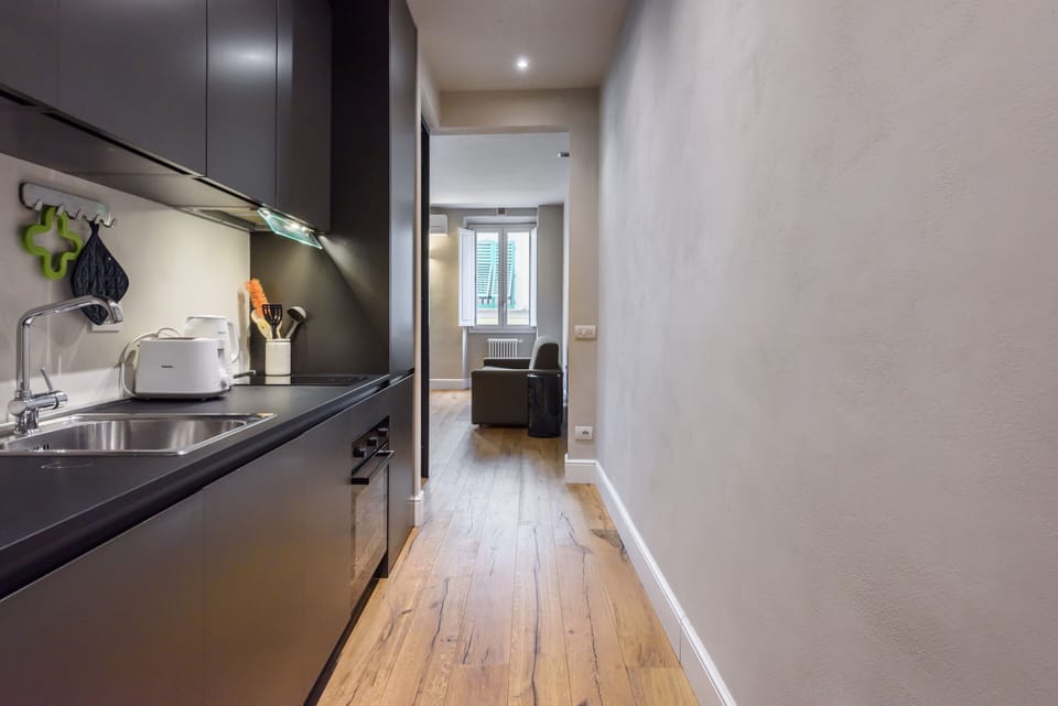 Comfort Apartment | Private kitchen | Full-size fridge, microwave, oven, stovetop