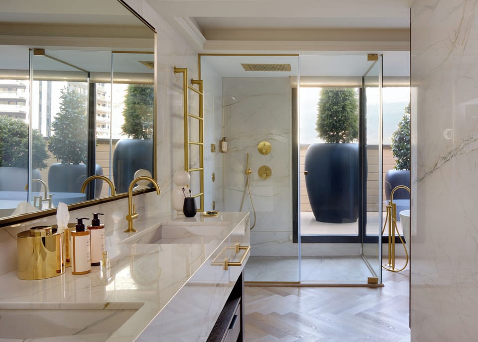 Hair dryer, bathrobes, slippers, towels