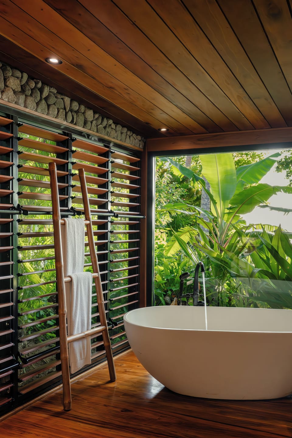 Separate tub and shower, deep soaking tub, rainfall showerhead