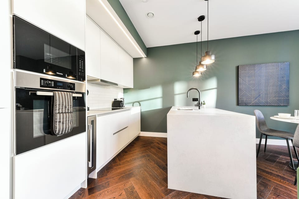 Apartment | Private kitchen | Full-size fridge, microwave, oven, dishwasher