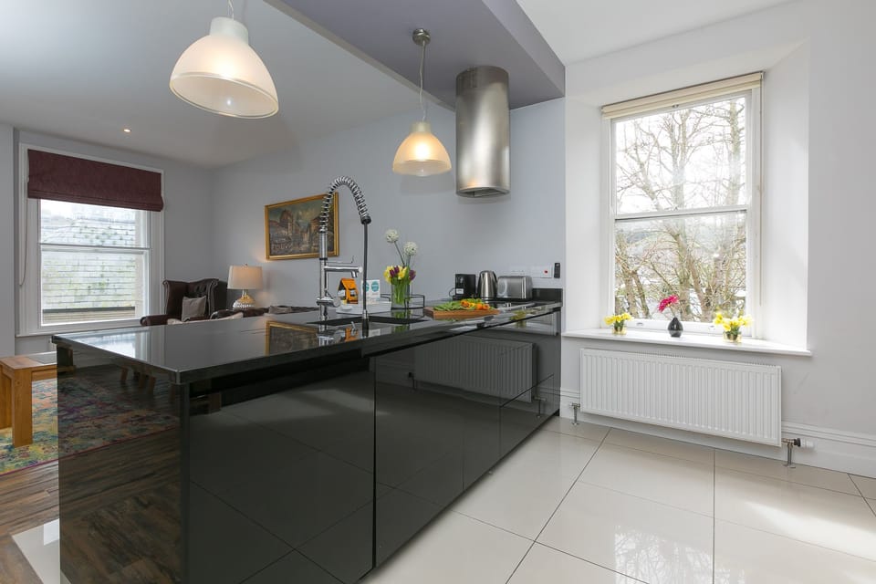 Fridge, dishwasher, electric kettle, toaster