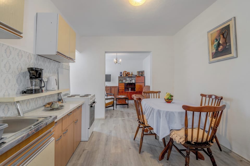 Fridge, oven, stovetop, electric kettle