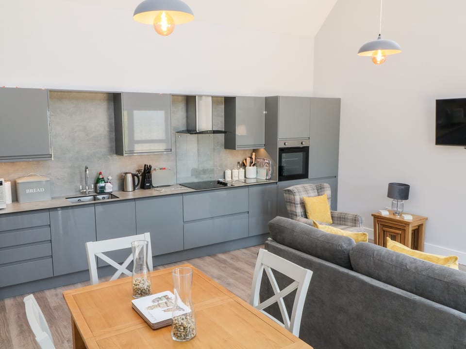 Fridge, dishwasher, electric kettle, toaster