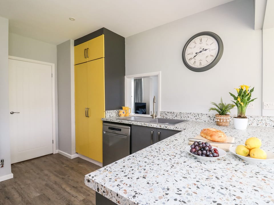 Fridge, dishwasher, electric kettle, toaster