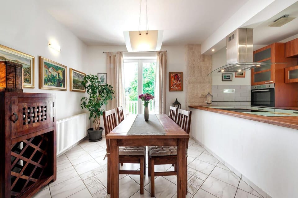 Villa | Private kitchen | Fridge, microwave, oven, stovetop