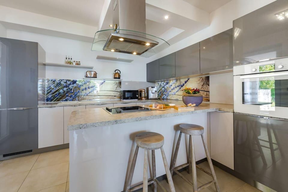 Villa | Private kitchen | Fridge, microwave, oven, stovetop
