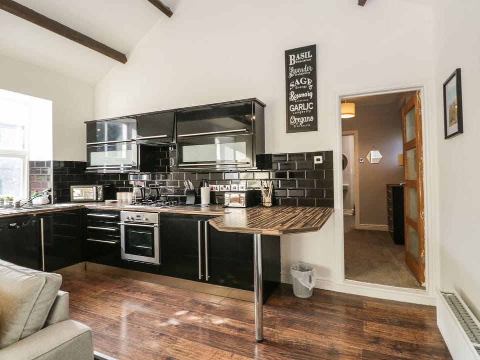 Fridge, dishwasher, electric kettle, toaster