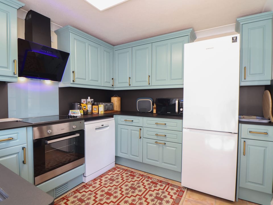 Fridge, dishwasher, electric kettle, toaster