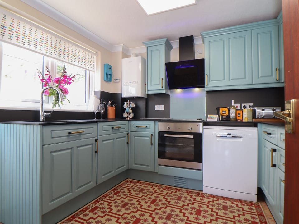 Fridge, dishwasher, electric kettle, toaster