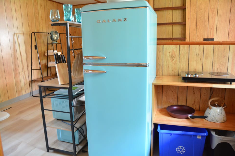 Classic Cabin | Private kitchenette | Fridge, microwave, stovetop, cookware/dishes/utensils