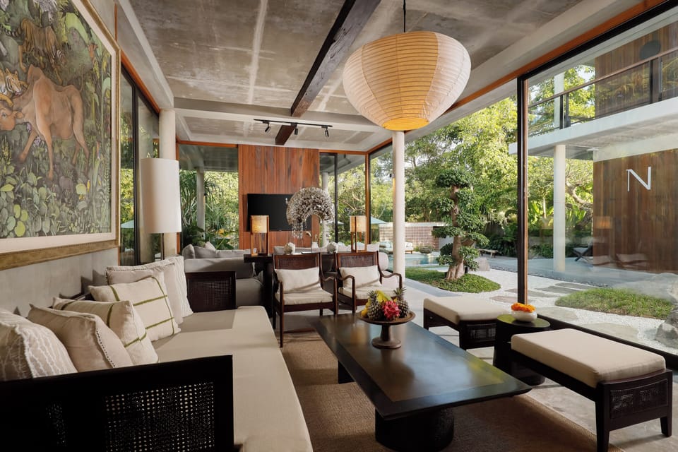 Family Villa, Multiple Bedrooms, Pool View, Poolside | Living area | 48-inch LED TV with cable channels, TV