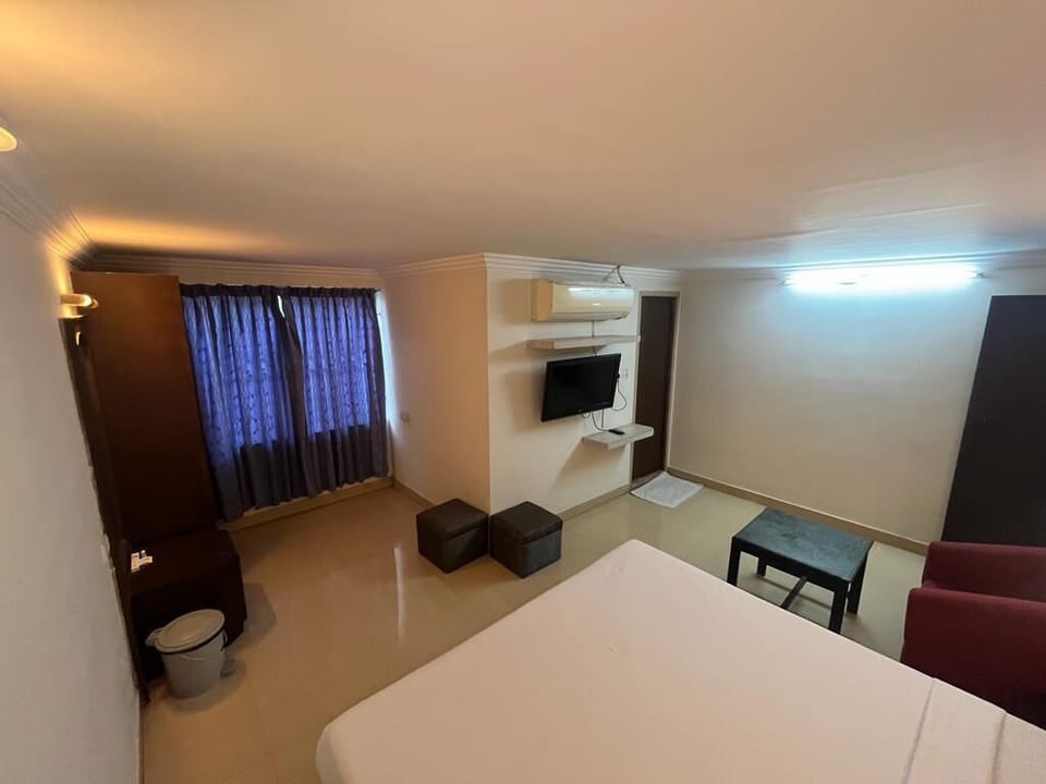 Deluxe Double Room | Living area | 21-inch Smart TV with satellite channels, TV