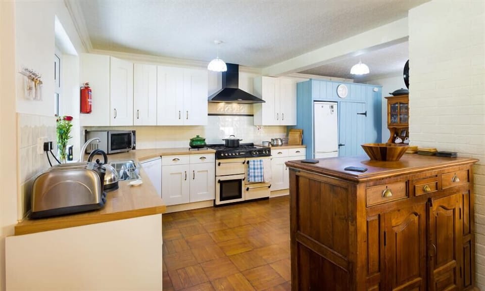 Fridge, dishwasher, cookware/dishes/utensils