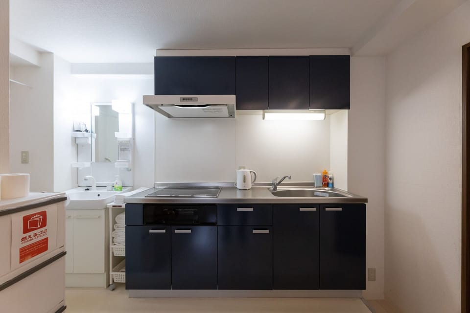 City Apartment | Private kitchen | Full-size fridge, microwave, cookware/dishes/utensils, cleaning supplies