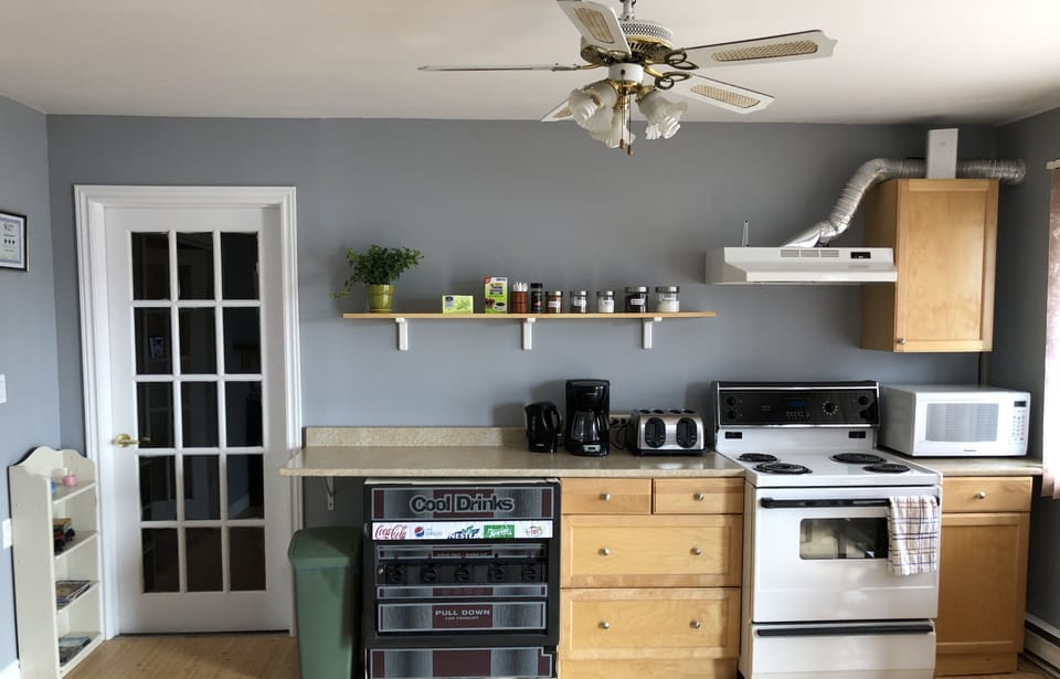 Mini-fridge, microwave