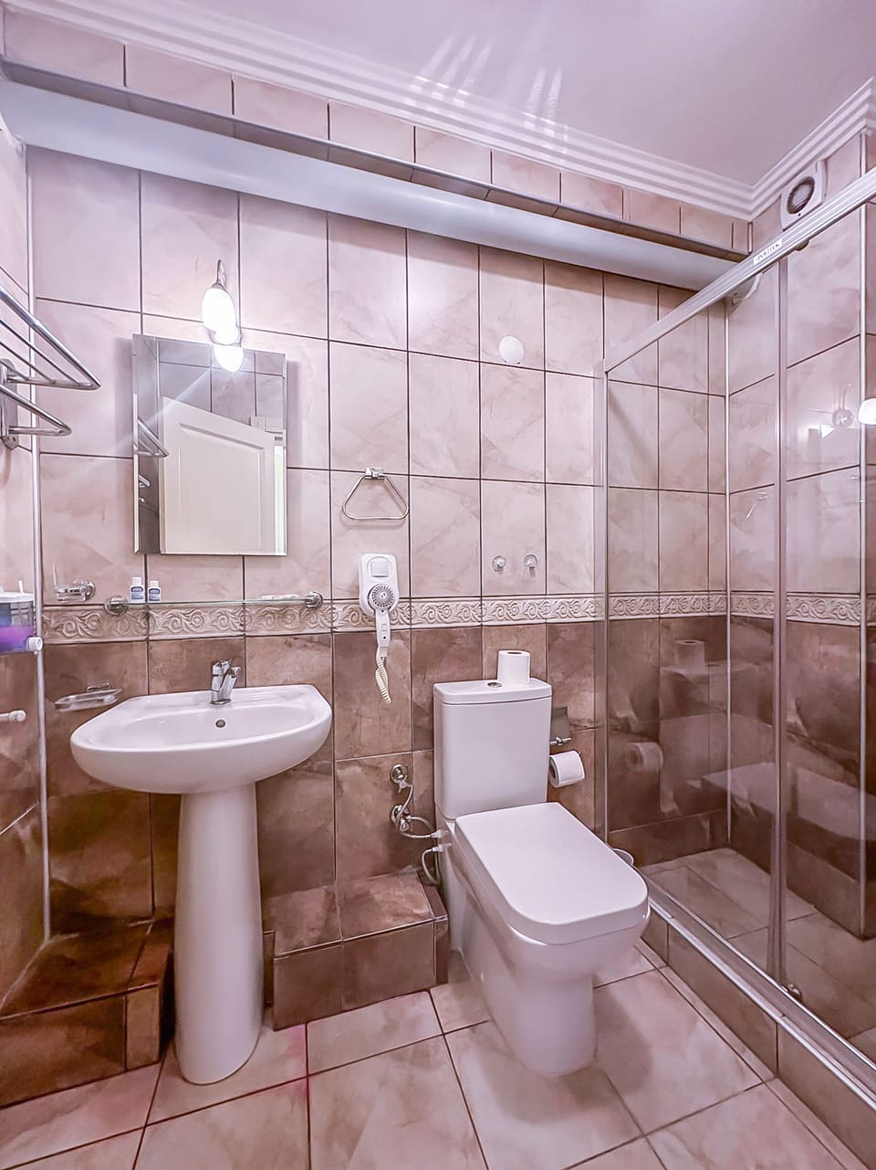 Standard Double Room, Balcony, Sea View | Bathroom | Shower, hair dryer, towels