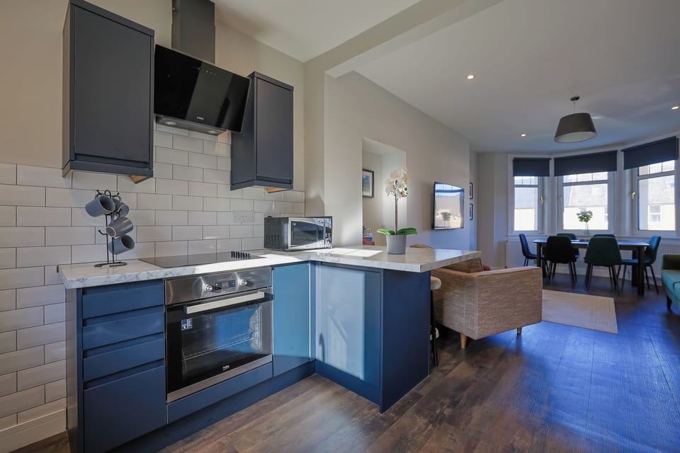 Apartment | Private kitchen | Fridge, microwave, oven, stovetop
