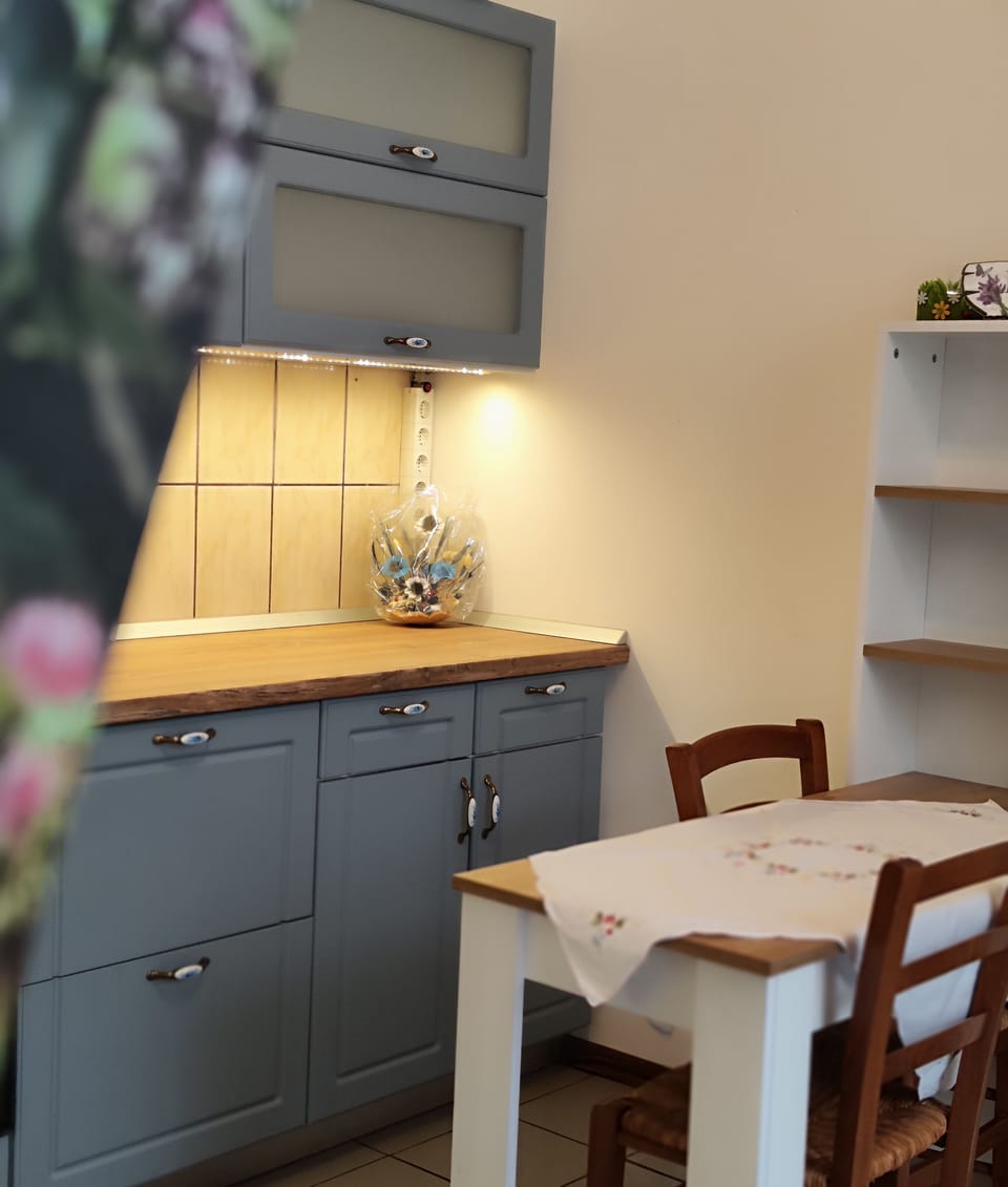 Junior Apartment, 1 Bedroom, Non Smoking, Courtyard View | Private kitchen | Microwave, toaster, cookware/dishes/utensils, cleaning supplies