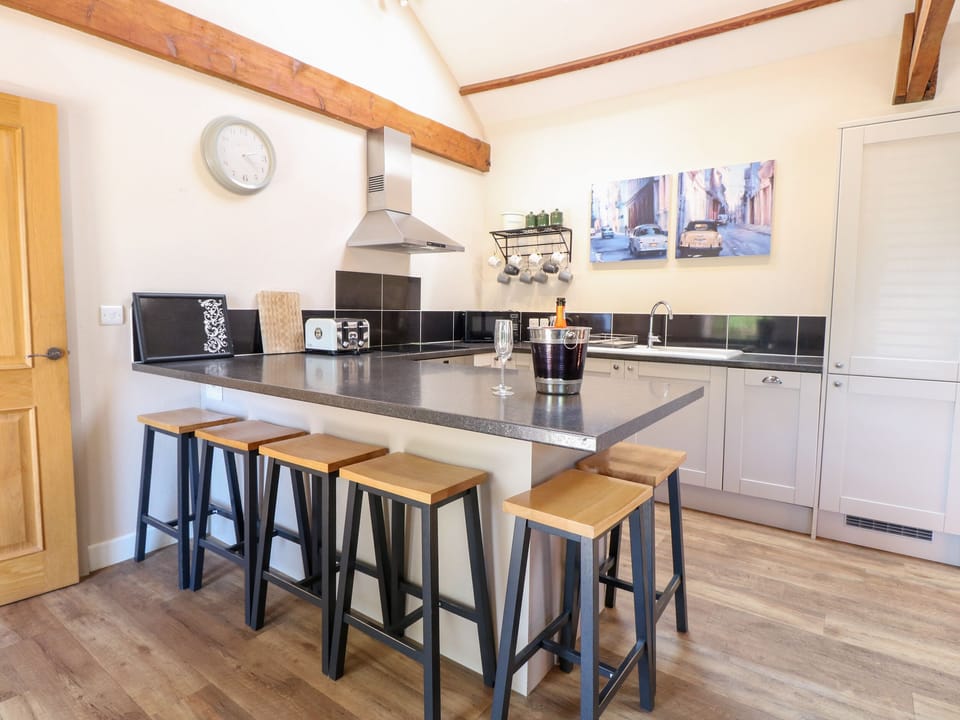 Fridge, dishwasher, electric kettle, toaster