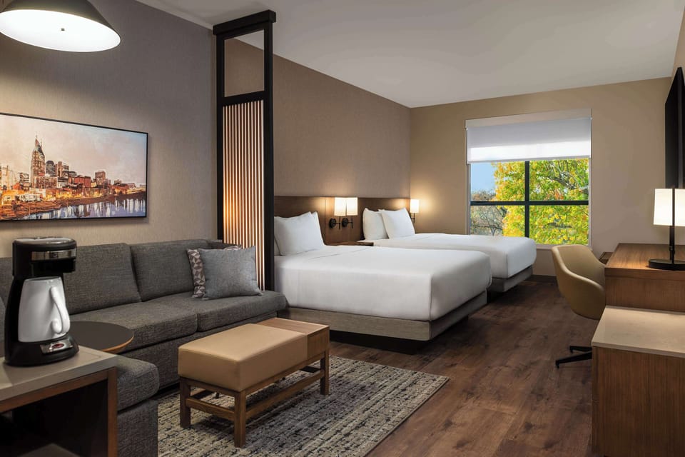 In-room safe, desk, laptop workspace, blackout drapes