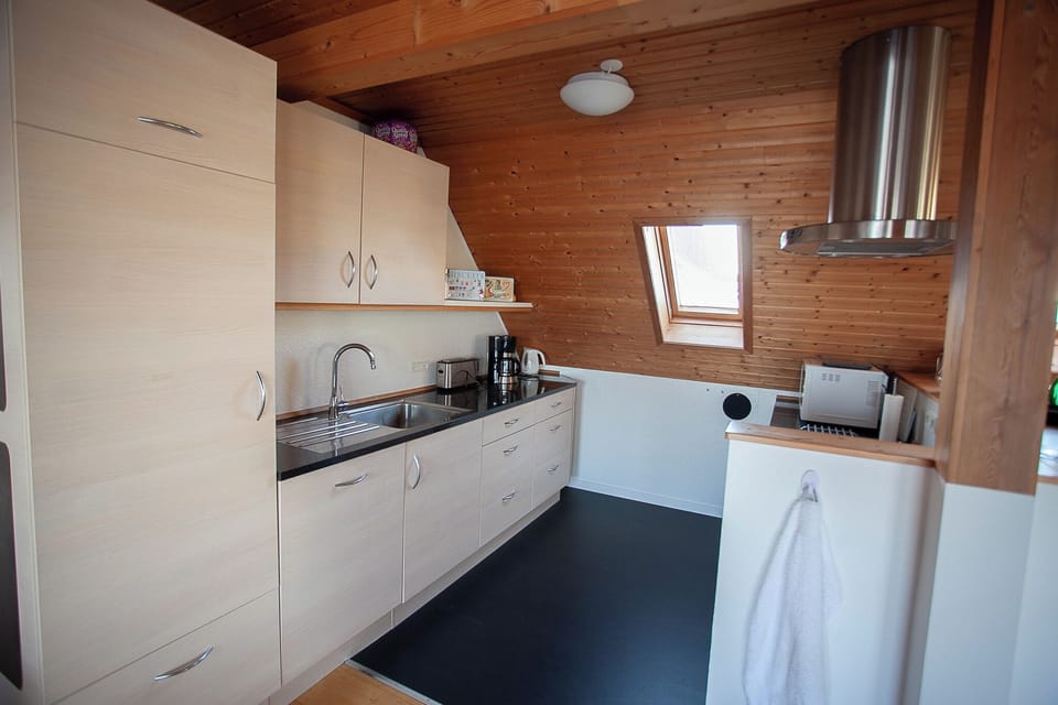 Apartment | Private kitchen | Coffee/tea maker, full-size fridge, microwave, oven