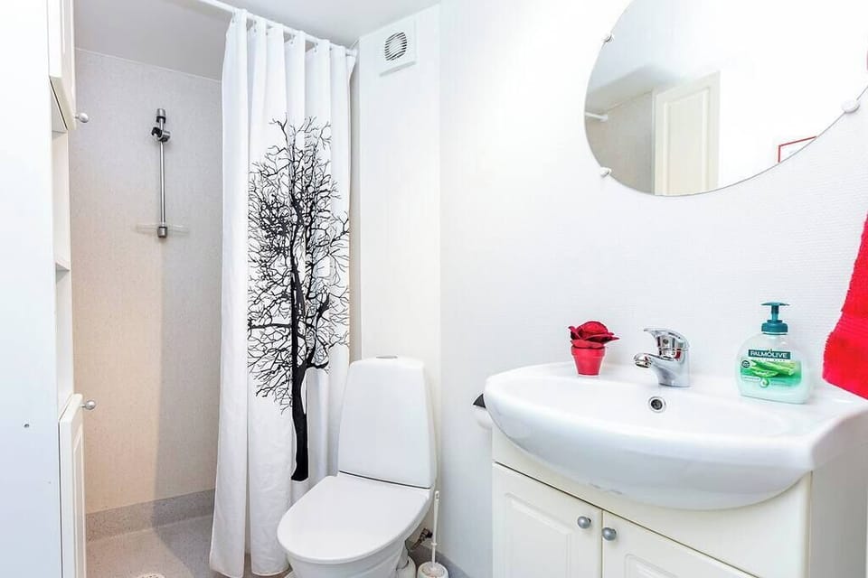 Apartment | Bathroom | Shower, hair dryer, heated floors (bathroom), towels