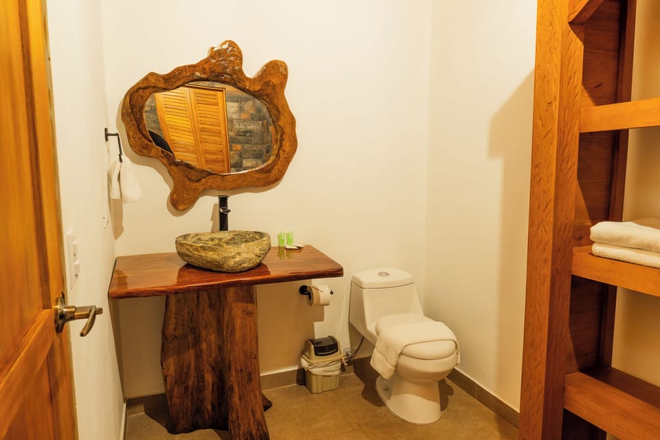 Shower, hair dryer (on request), soap, shampoo