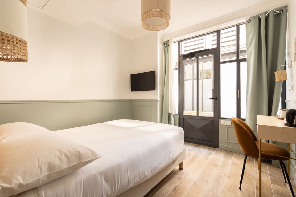 Premium bedding, individually furnished, desk, laptop workspace
