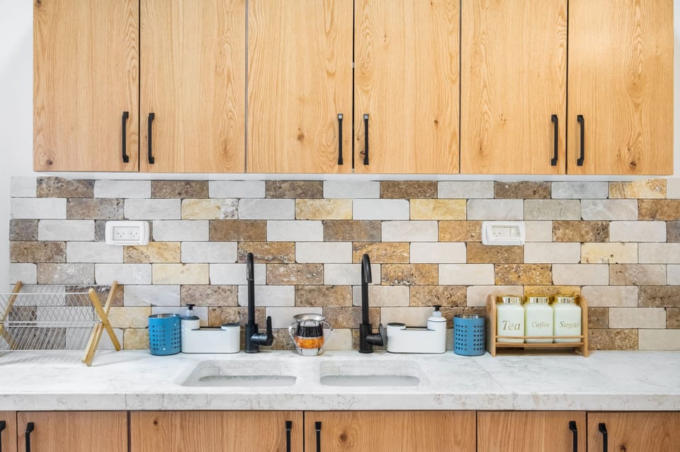 Comfort Apartment | Private kitchen | Full-size fridge, microwave, oven, stovetop