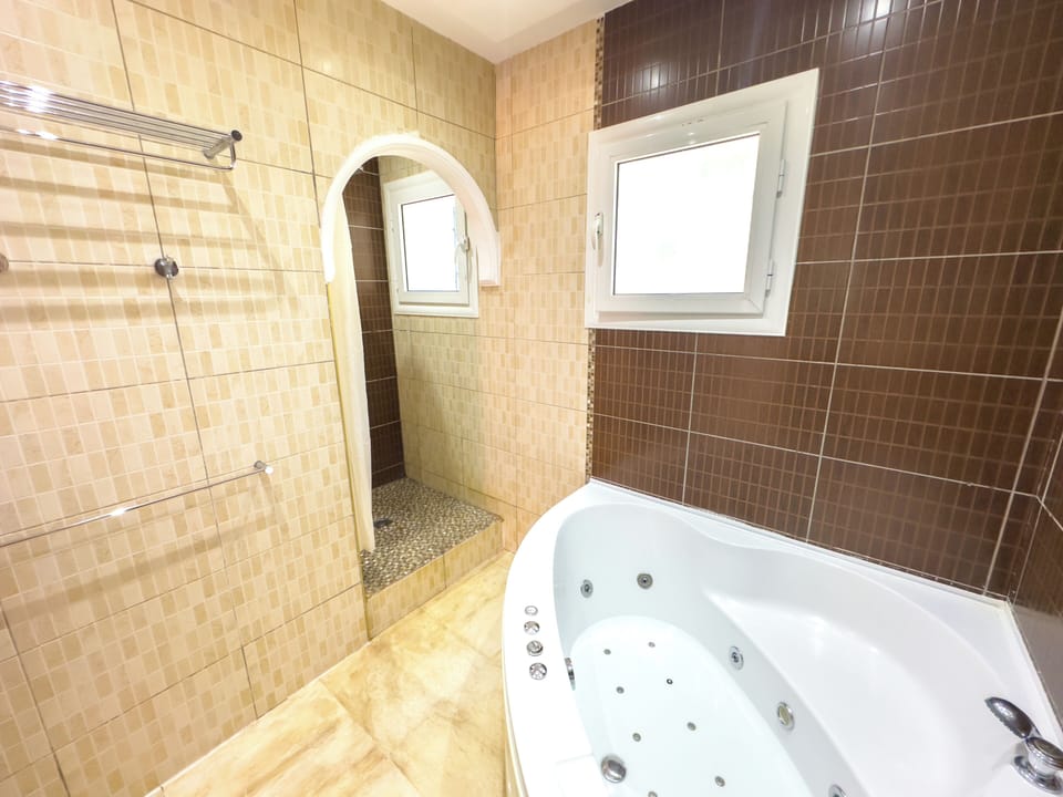Suite | Bathroom | Hair dryer, towels