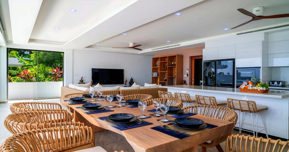 Luxury Villa, Private Pool, Sea View | Living area | 85-inch LED TV with cable channels, Netflix, streaming services
