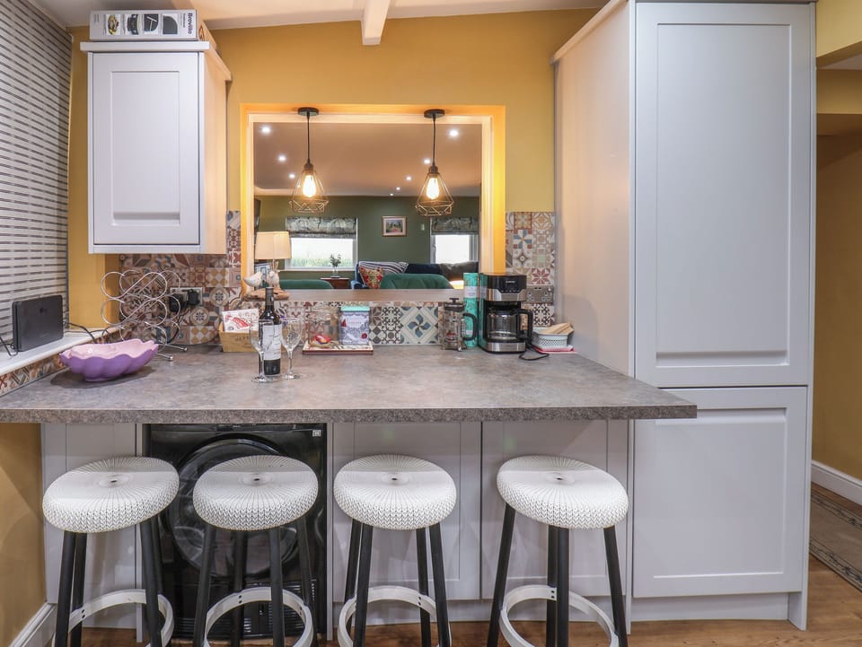 Fridge, dishwasher, electric kettle, toaster