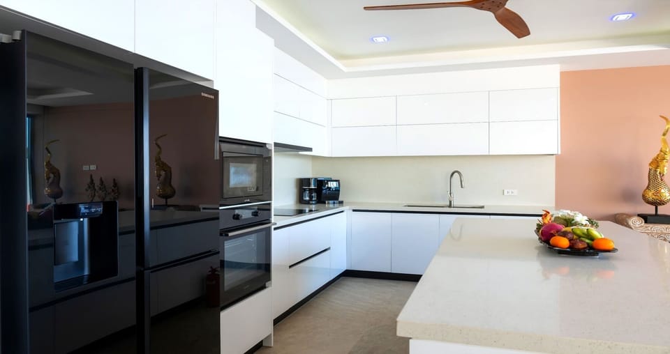 Luxury Villa, Private Pool, Sea View | Private kitchen | Espresso maker, coffee/tea maker, full-size fridge, microwave