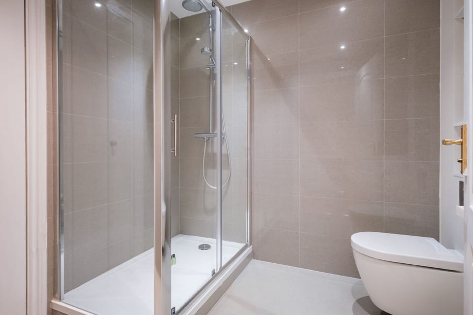 City Apartment | Bathroom | Shower, free toiletries, hair dryer, towels