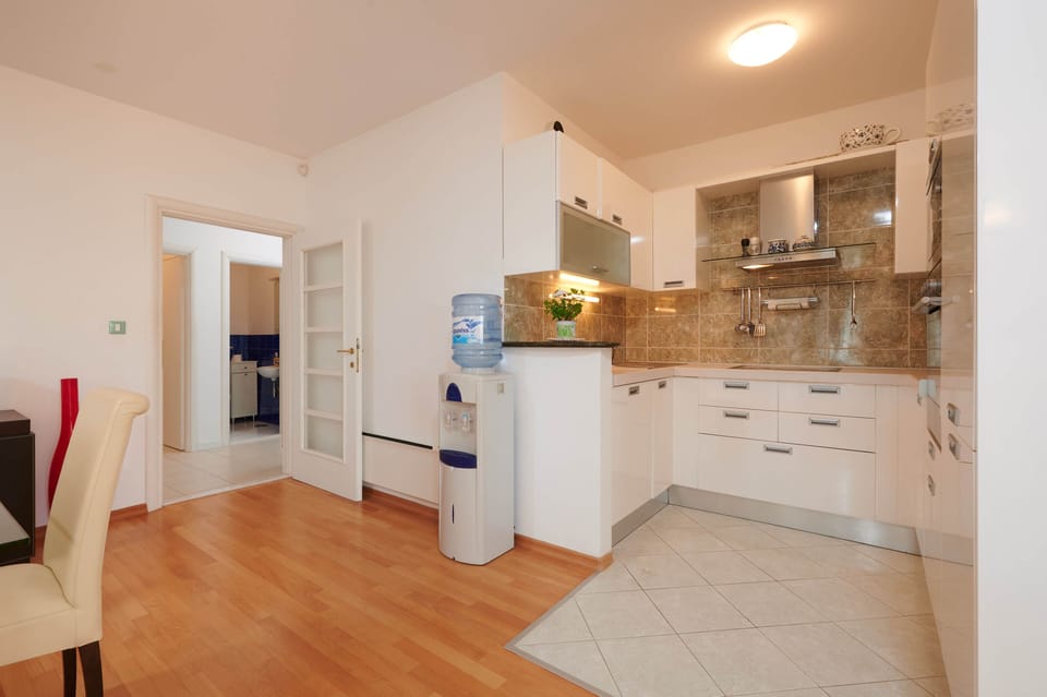 Comfort Apartment | Private kitchen | Full-size fridge, microwave, oven, stovetop