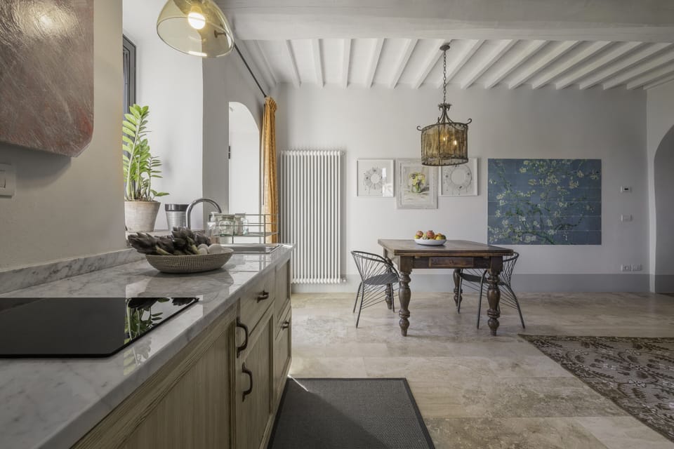 Apartment | Private kitchen | Full-size fridge, microwave, oven, stovetop