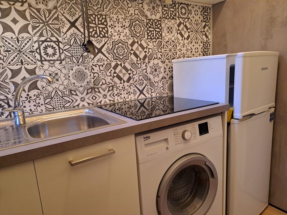 Apartment | Private kitchen | Full-size fridge, stovetop, cookware/dishes/utensils, freezer