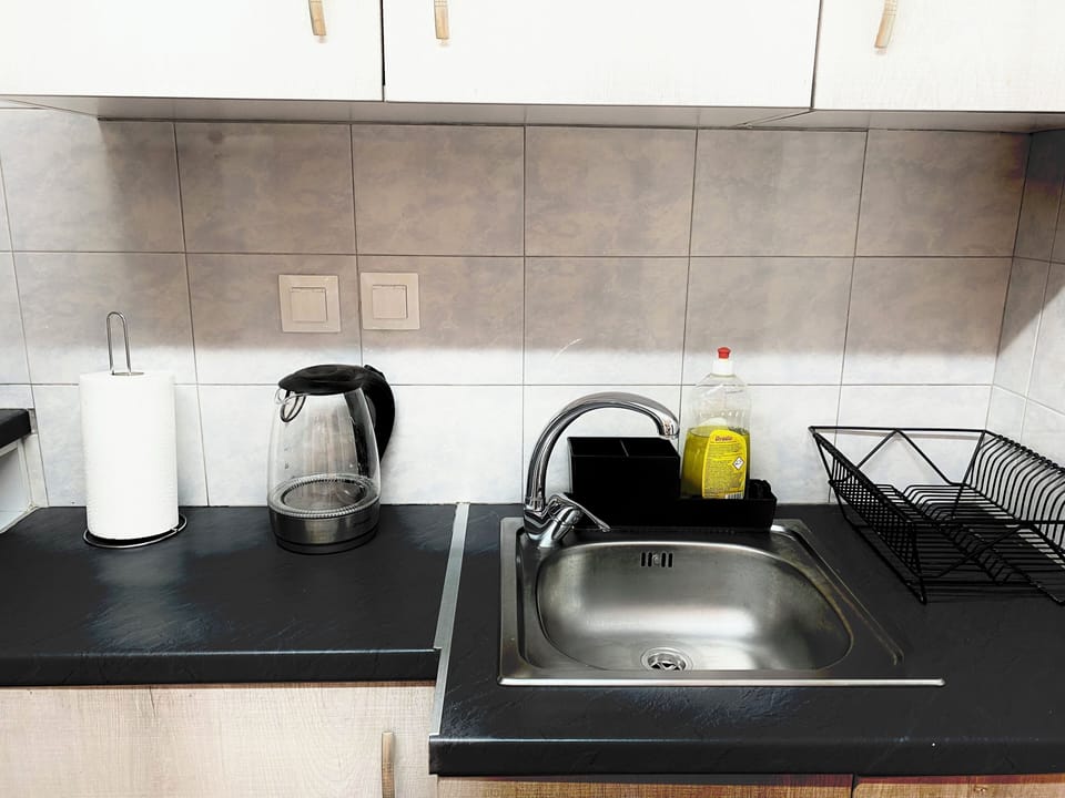 Apartment | Private kitchen | Full-size fridge, oven, electric kettle, toaster