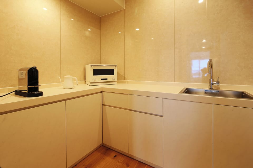 Suite with a spectacular view bath SAKURA & ASAMA,Annex Building | Private kitchen | Fridge, microwave, highchair