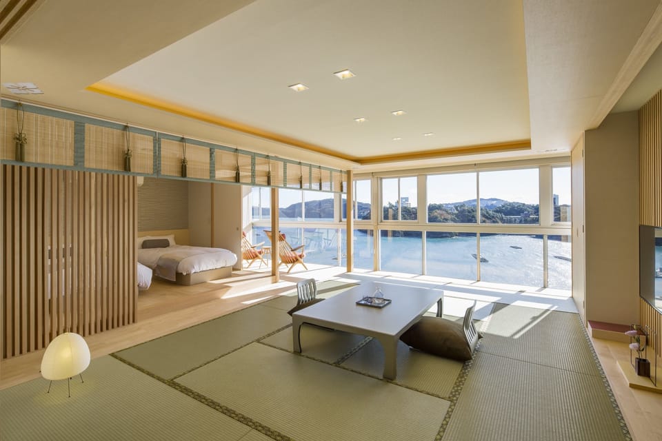 Sakura Special Room, Twin Room + 12 tatami mats, Ocean View | In-room safe, desk, WiFi (free), bed sheets