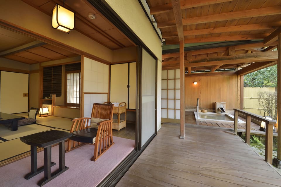 Japanese-style Room with Open Air Bath, Annex Building (In-room Dining) | Down comforters, minibar, in-room safe, individually furnished