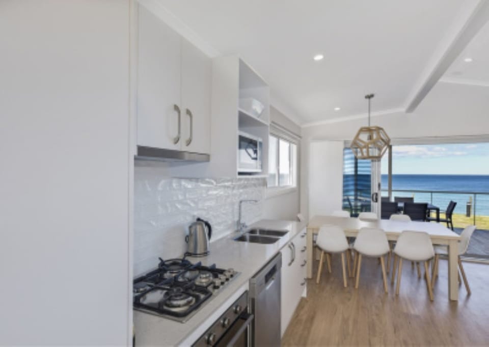 3 Bedroom Beachfront Cabin | Private kitchen | Microwave, toaster, cookware/dishes/utensils