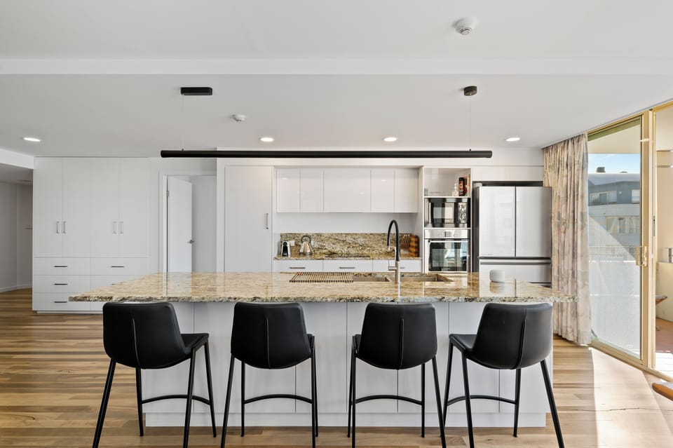 2 Bedroom Plaza Apartment | Private kitchen | Full-size fridge, microwave, oven, stovetop
