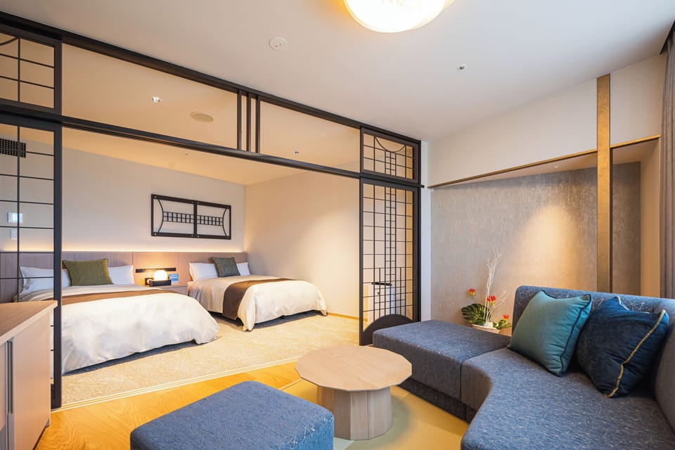 SHOFURO Top Floor Japanese Modern Twin Room 802-807 (under Junior high school age not allowed) | In-room safe, iron/ironing board (on request), WiFi (free), bed sheets